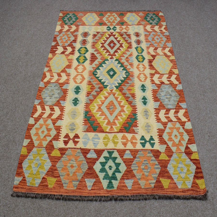 Hand-woven Afghan Kilim, 130 x 179 cm
