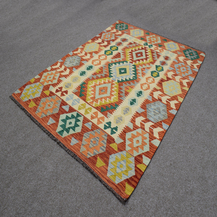 Hand-woven Afghan Kilim, 130 x 179 cm