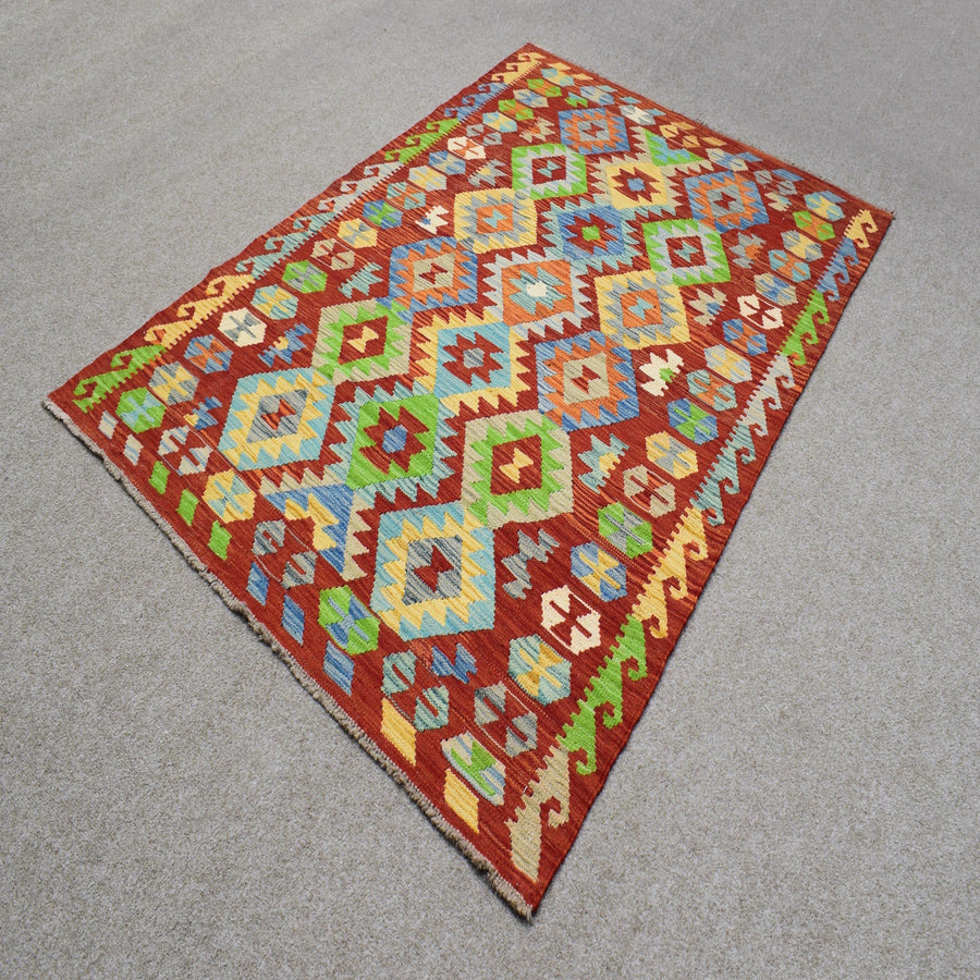 Hand-woven Afghan Kilim, 126 x 181 cm