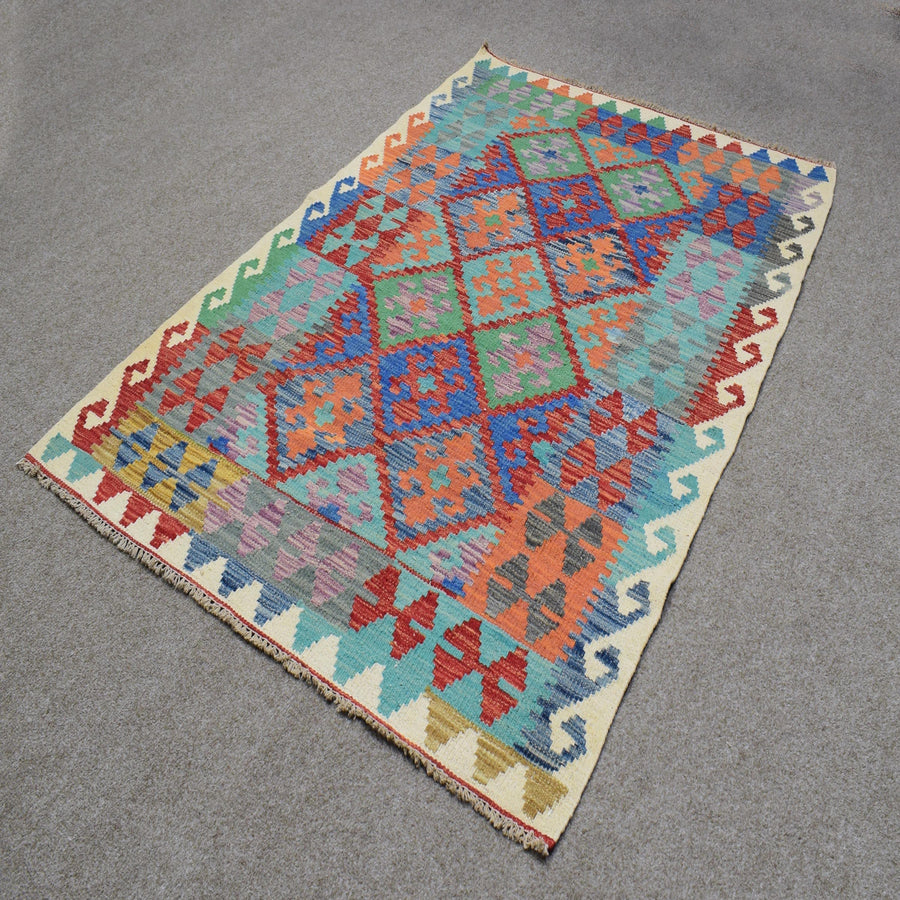 Hand-woven Afghan Kilim, 121 x 168 cm