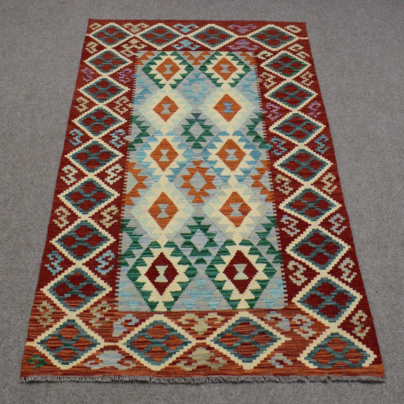 Kilim Afghan Rug – Coral Prism