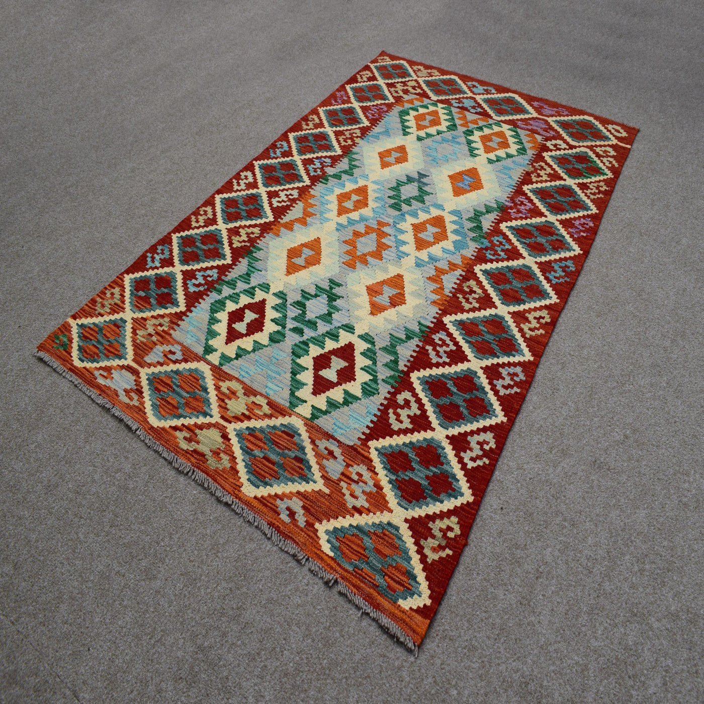 Kilim Afghan Rug – Coral Prism