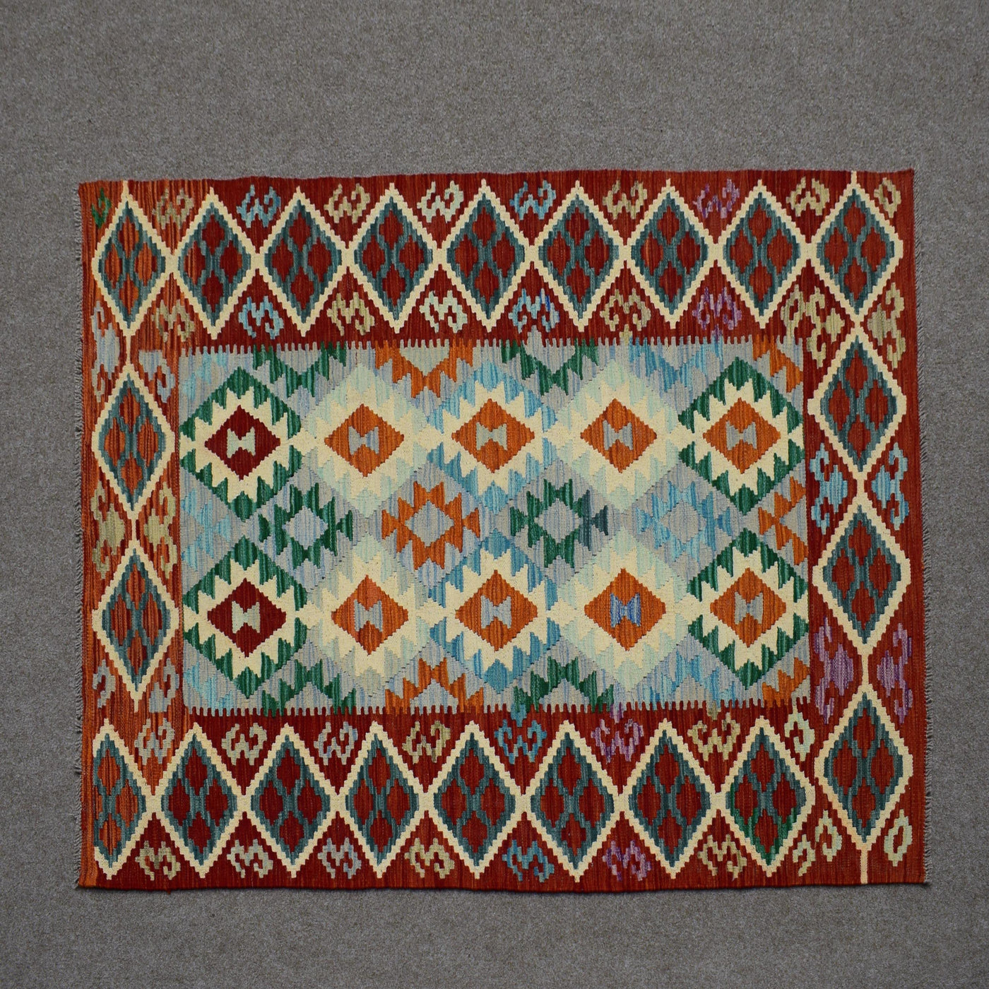 Kilim Afghan Rug – Coral Prism
