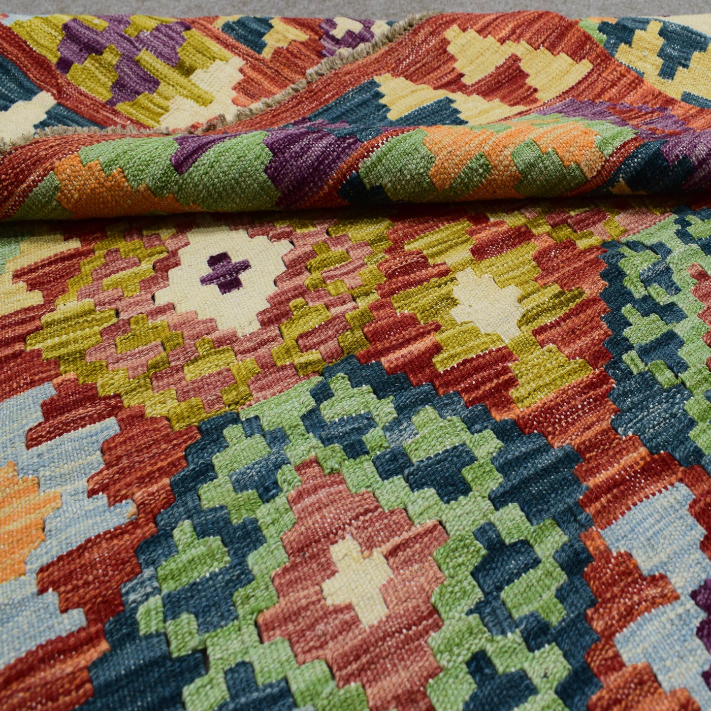 Kilim Afghan Rug – Rust Trellis