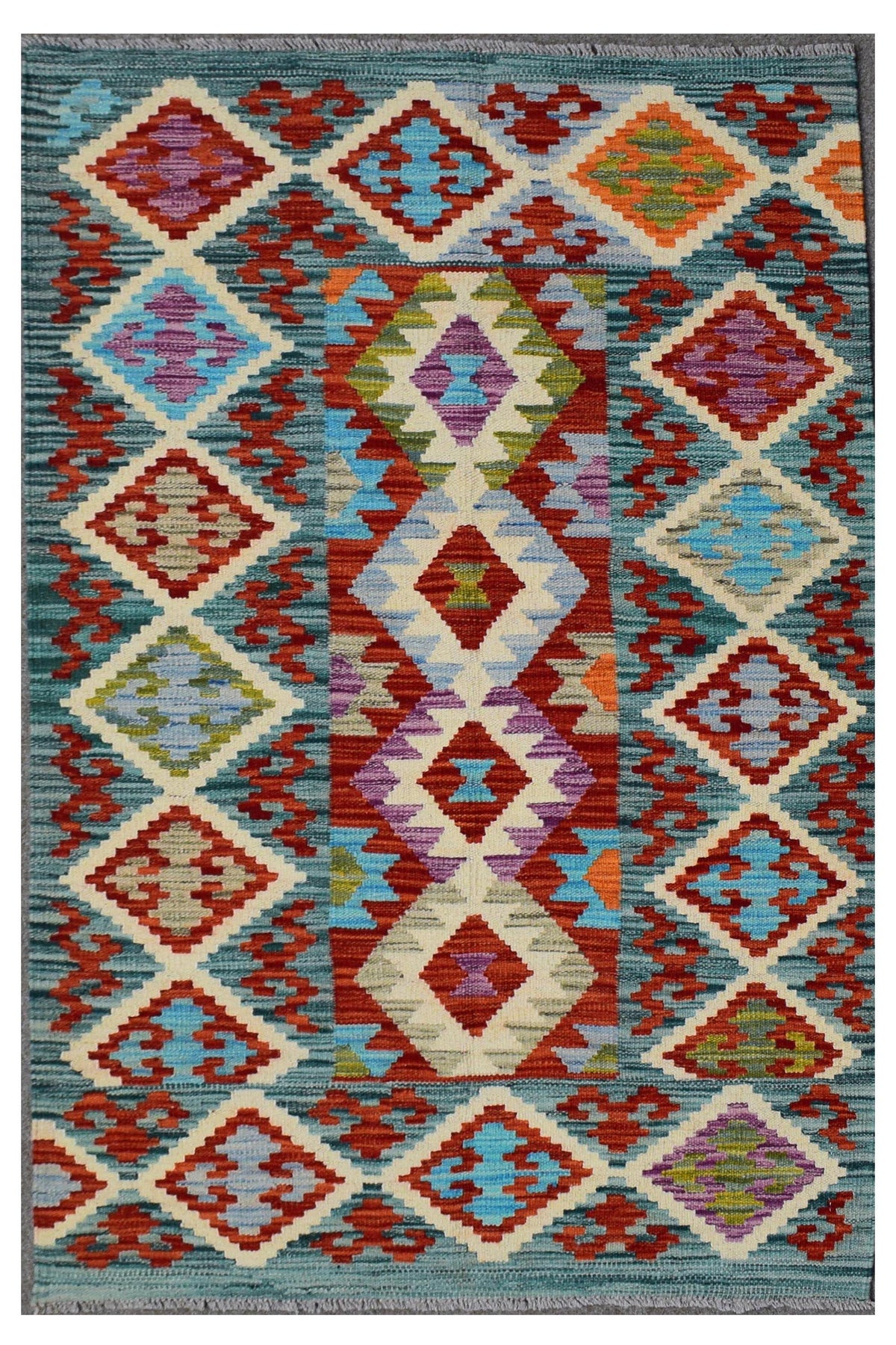 Kilim Afghan Rug – Lagoon Diamond