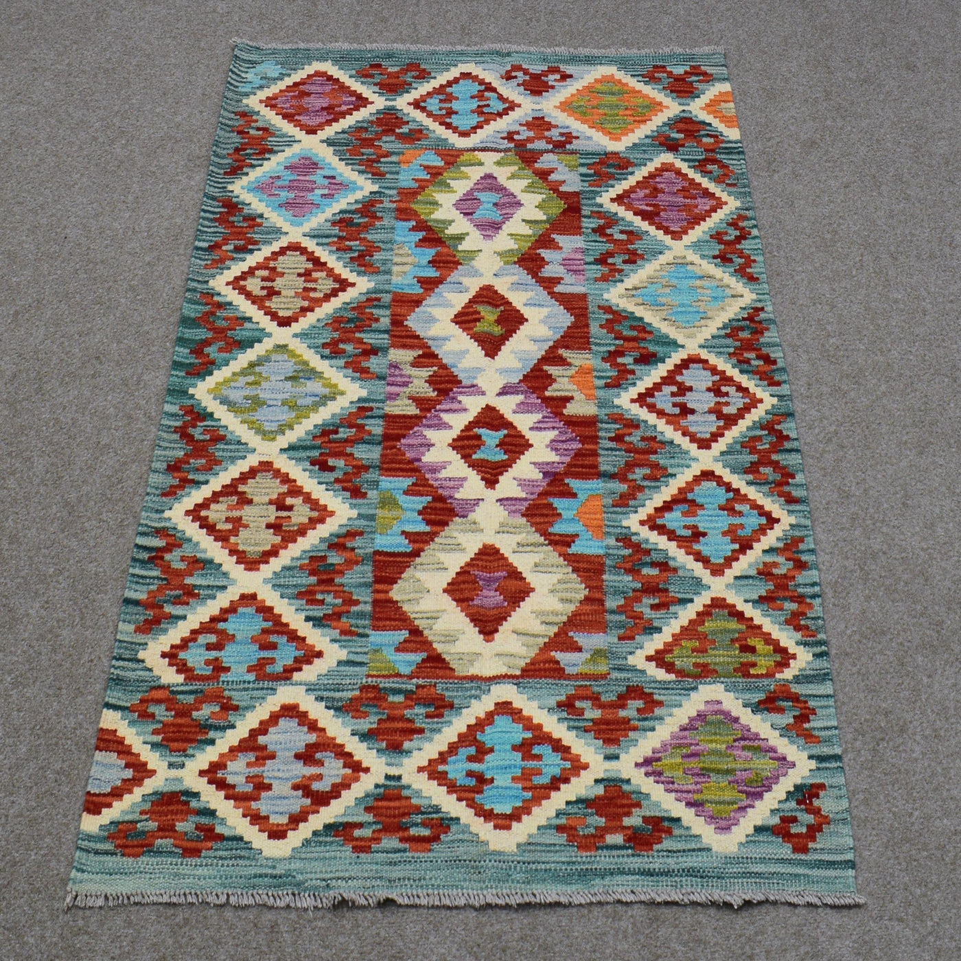 Kilim Afghan Rug – Lagoon Diamond