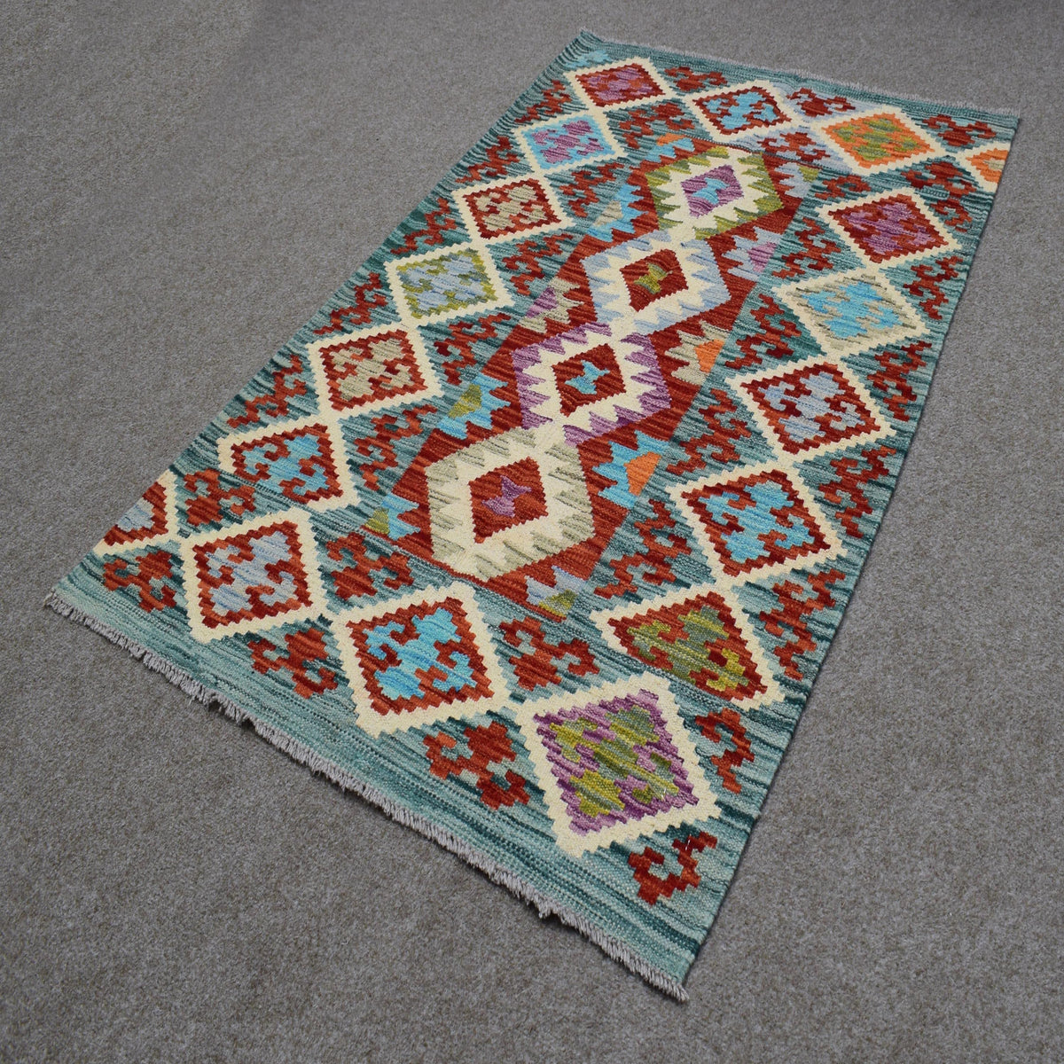 Kilim Afghan Rug – Lagoon Diamond