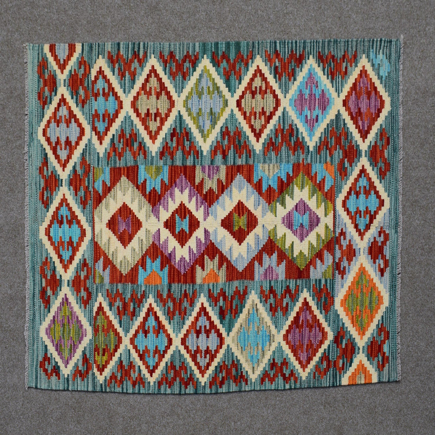 Kilim Afghan Rug – Lagoon Diamond