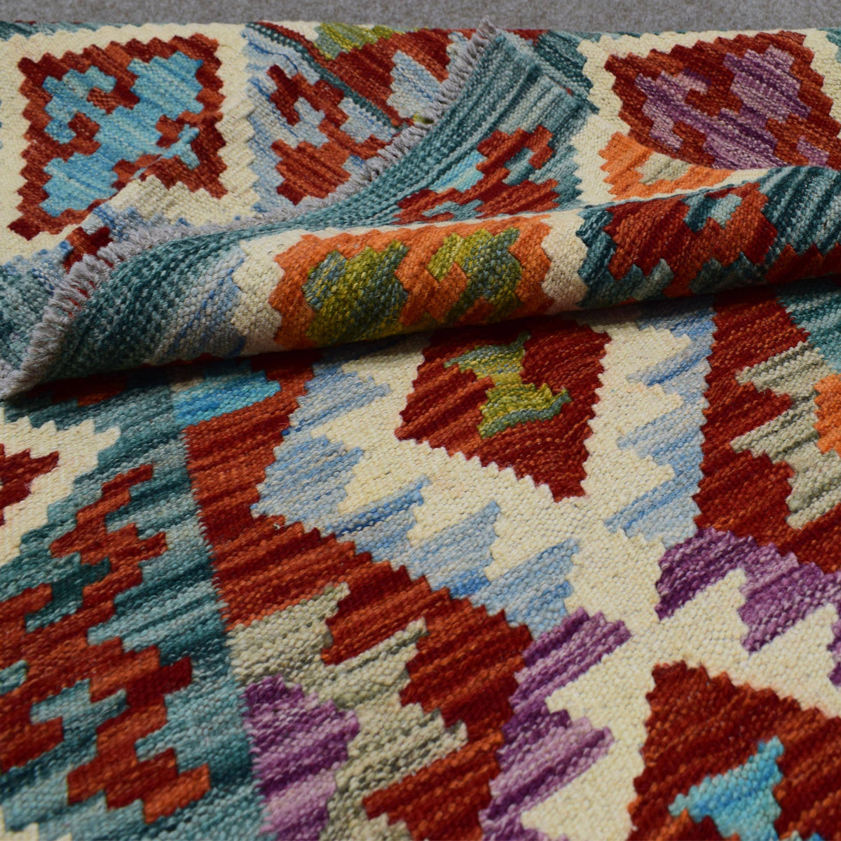 Kilim Afghan Rug – Lagoon Diamond