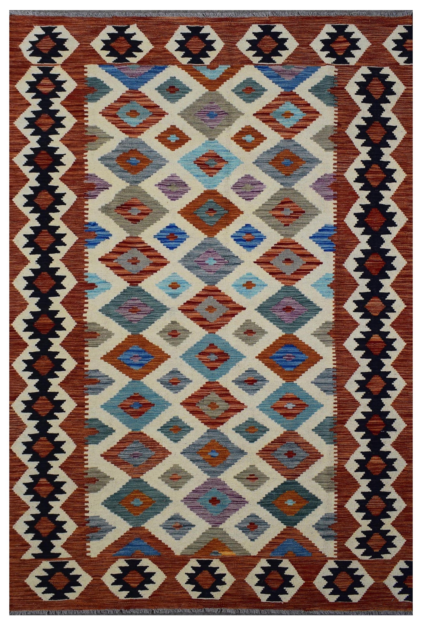 Kilim Afghan Rug – Sand Geometry