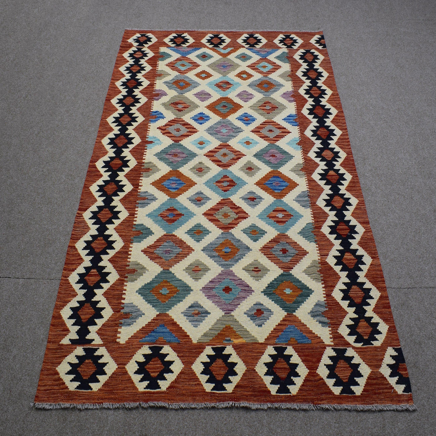 Kilim Afghan Rug – Sand Geometry