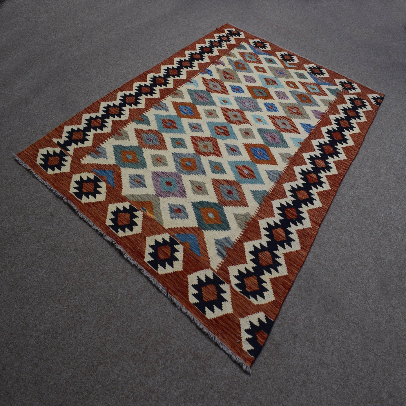 Kilim Afghan Rug – Sand Geometry