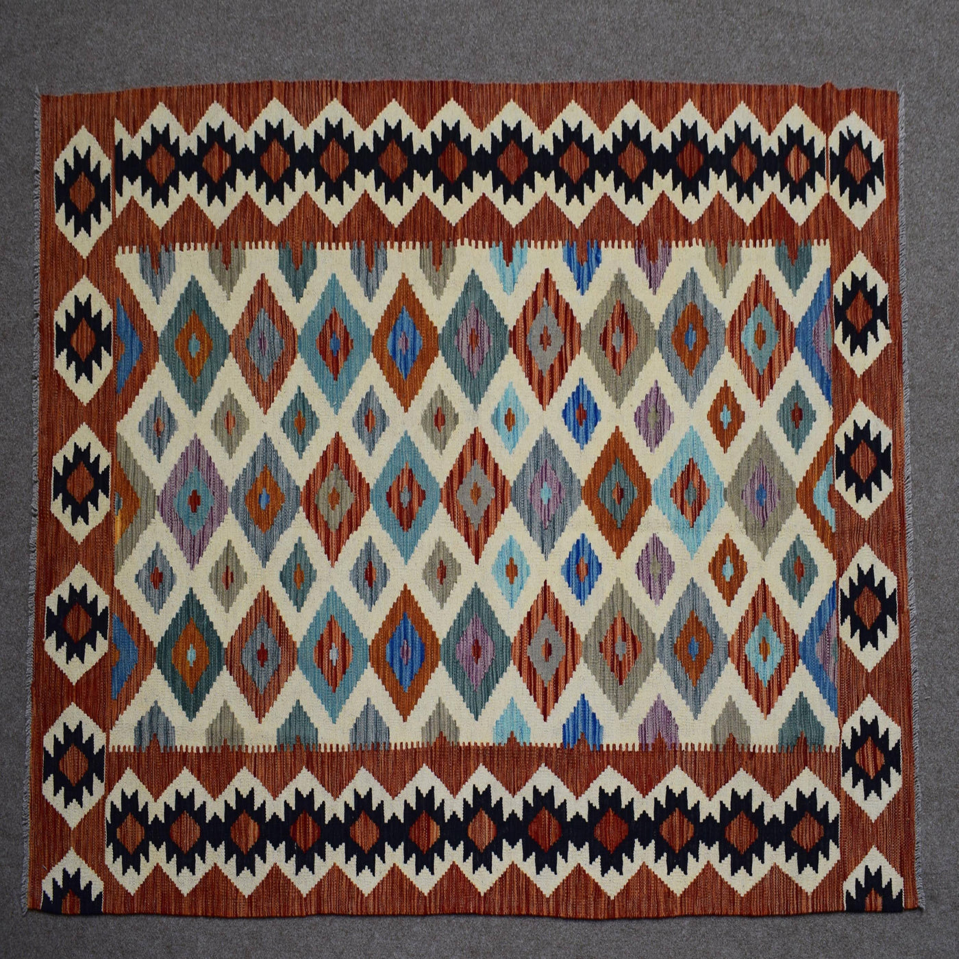 Kilim Afghan Rug – Sand Geometry