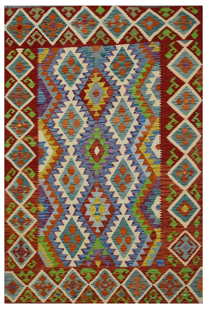 Hand-woven Afghan Kilim, 183 x 246 cm