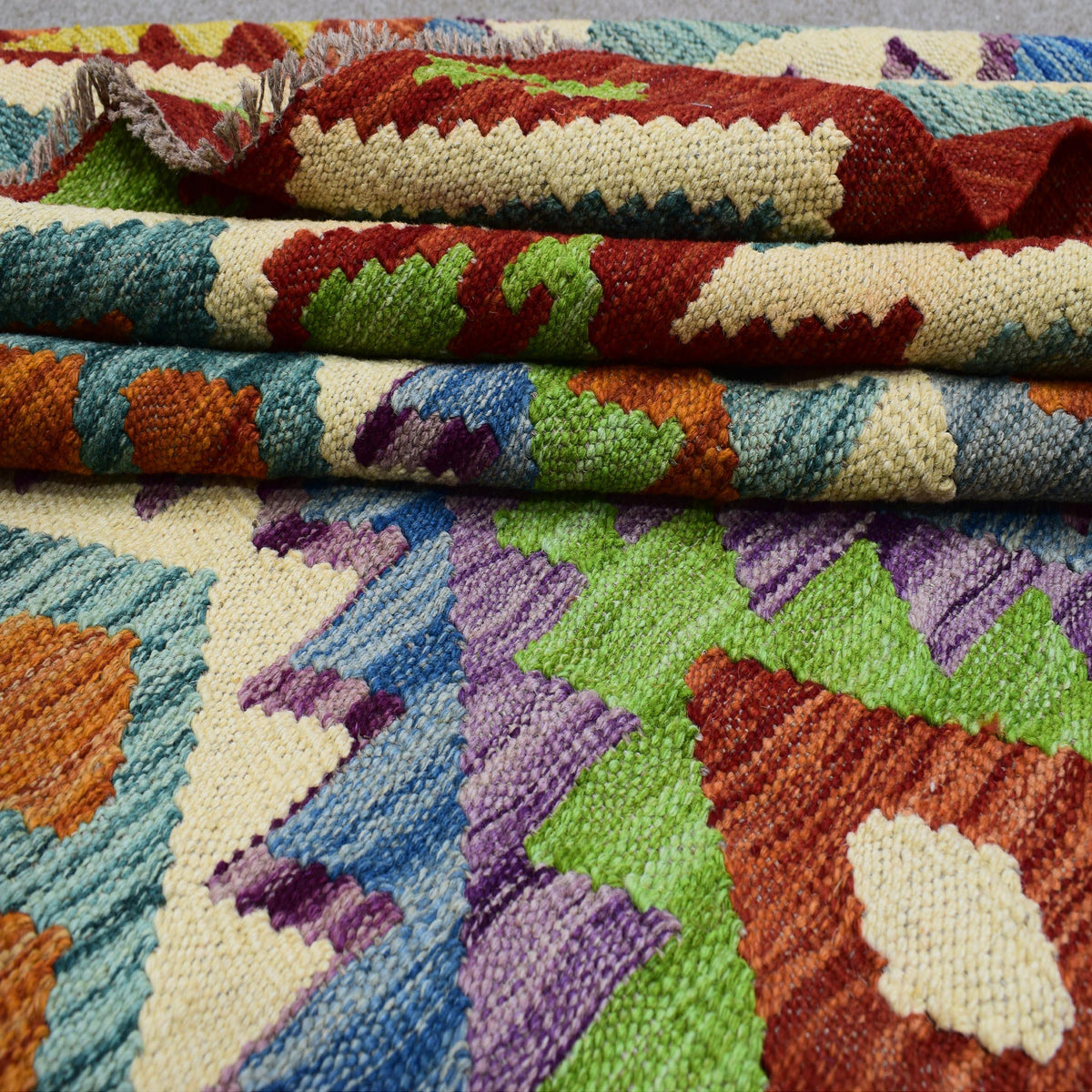 Kilim Afghan Rug – Indigo Matrix