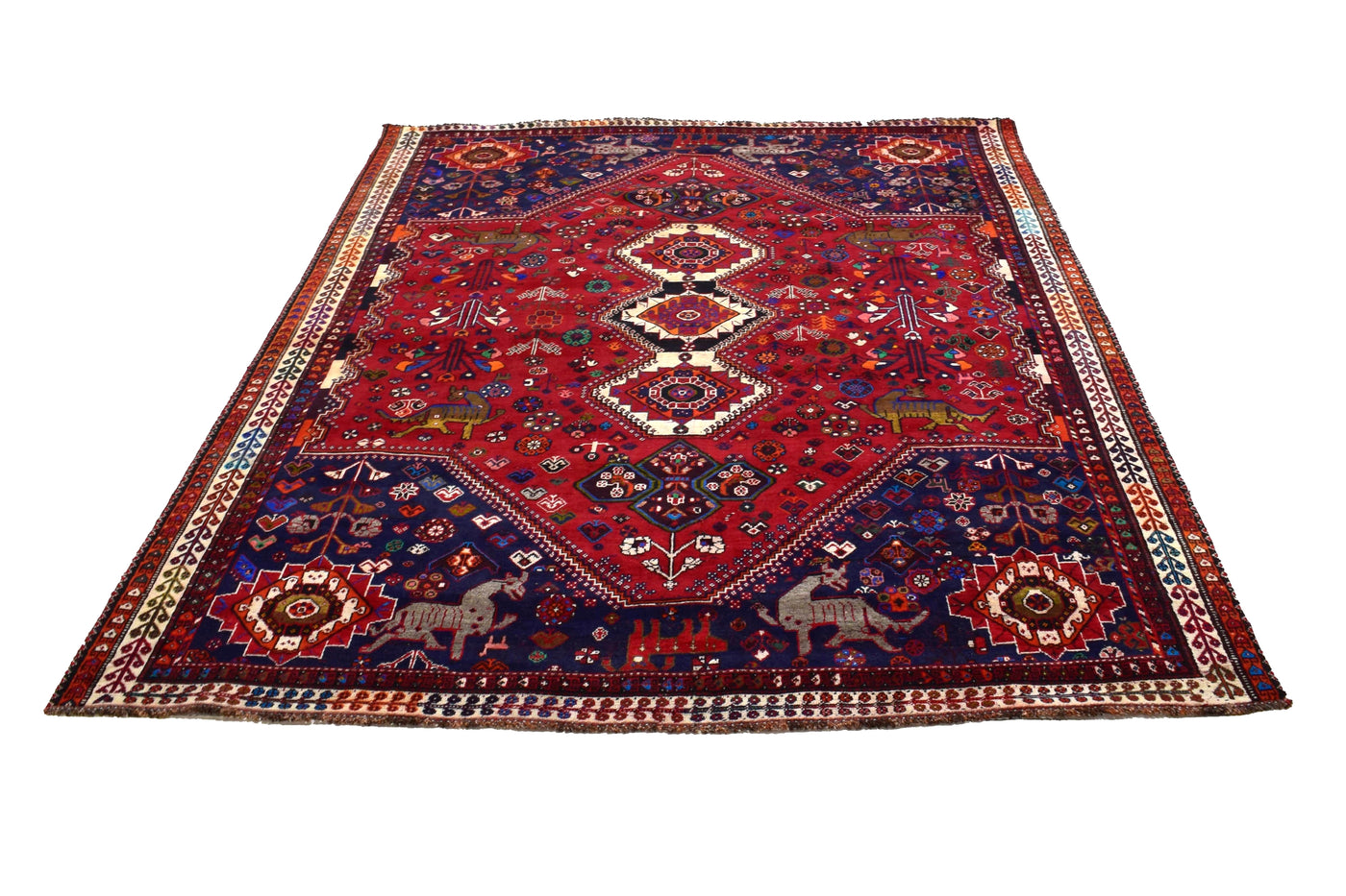 Vintage Shiraz Persian Rug – Azure Caravan