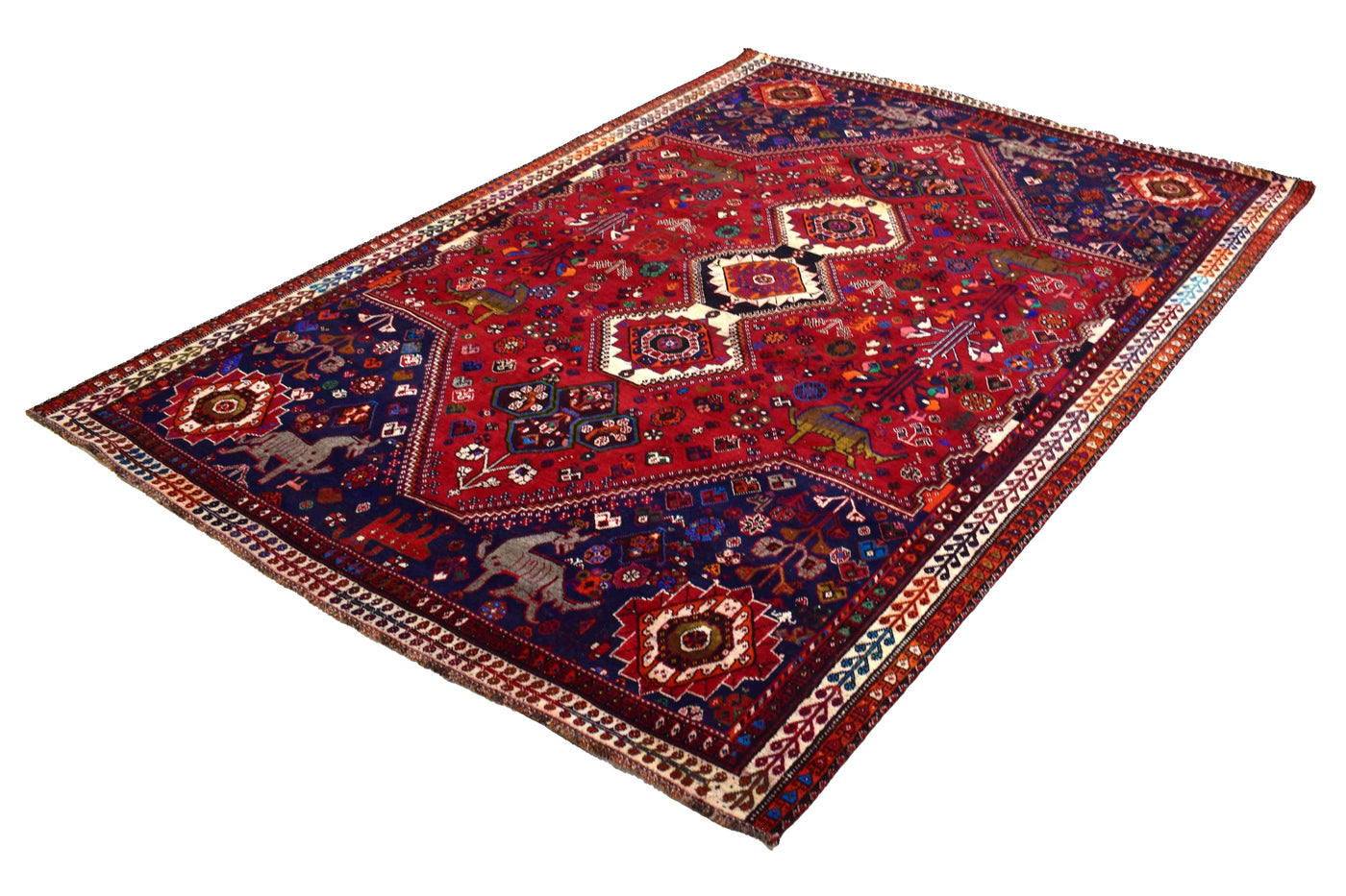 Vintage Shiraz Persian Rug – Azure Caravan