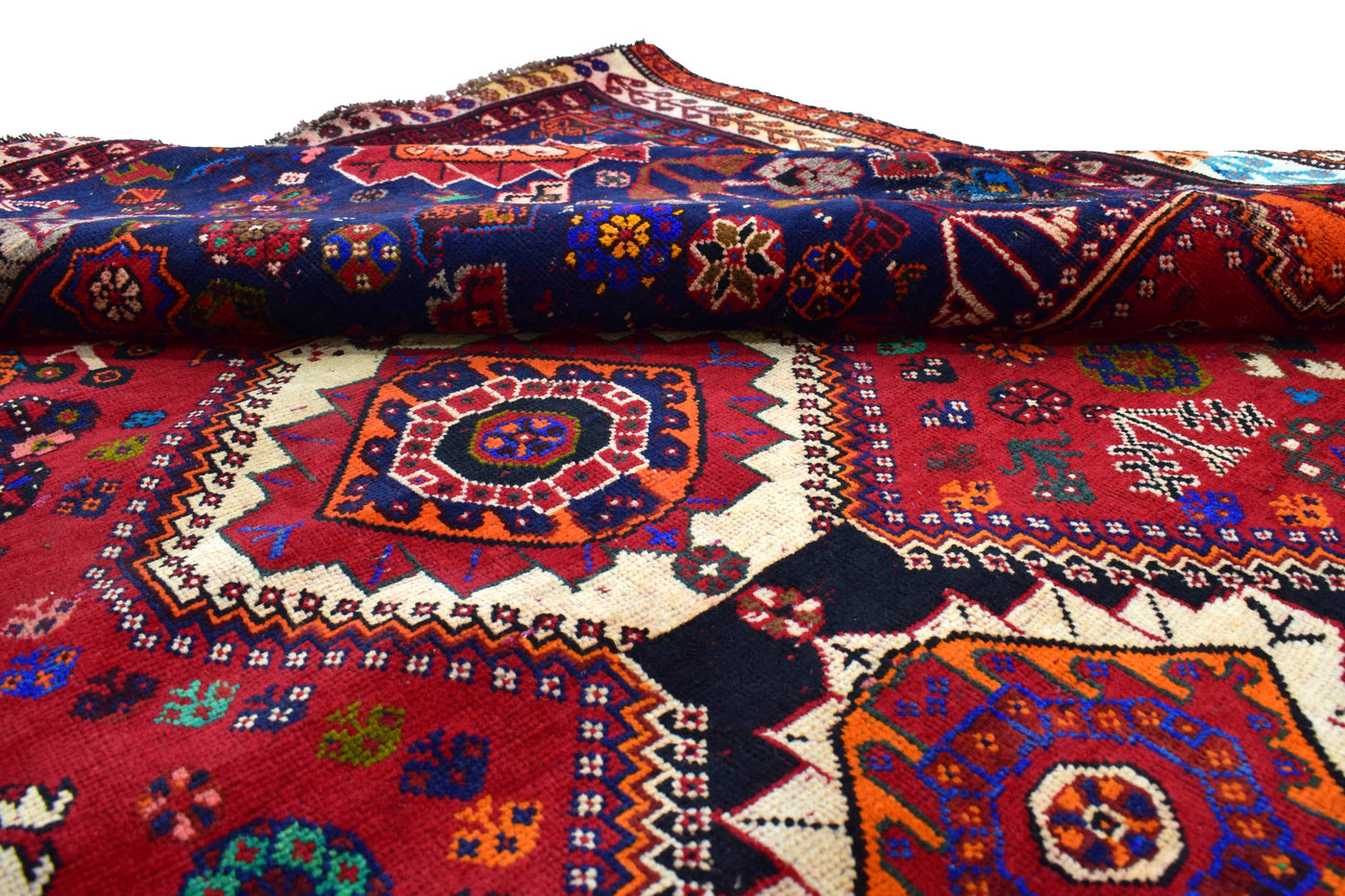 Vintage Shiraz Persian Rug – Azure Caravan