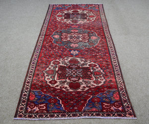 Vintage Persian Shiraz runner rug red tribal design 102x300cm