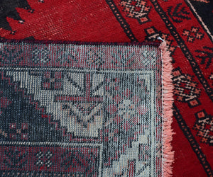 Backside of hand knotted antique Persian Shiraz rug showing authentic weaving