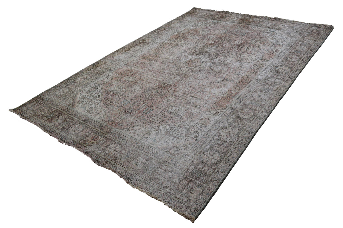 Vintage Distressed Persian Rug – Stone Relic