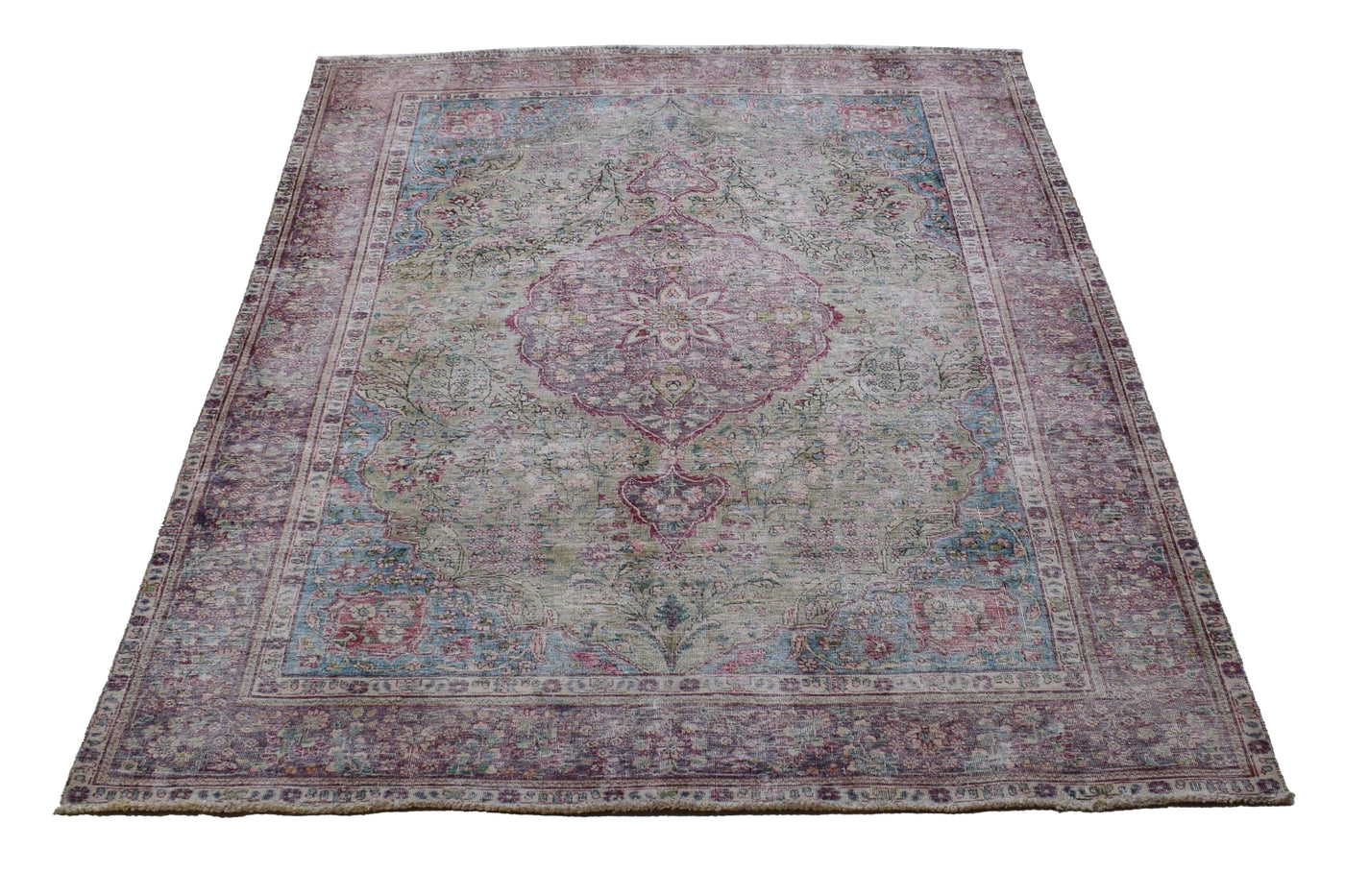 Vintage Distressed Persian Rug – Azure Relic