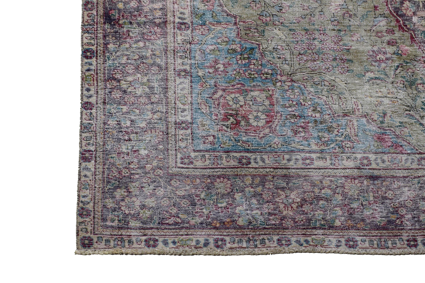 Vintage Distressed Persian Rug – Azure Relic