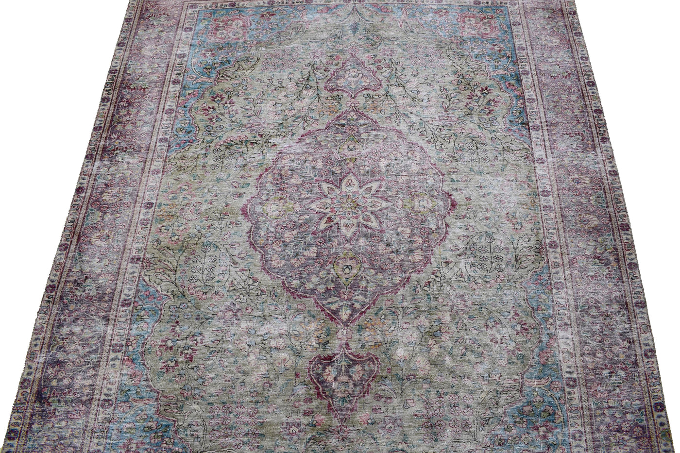 Vintage Distressed Persian Rug – Azure Relic