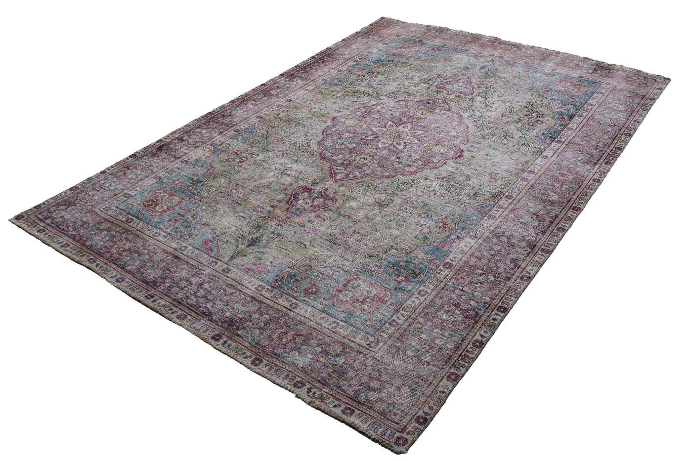 Vintage Distressed Persian Rug – Azure Relic