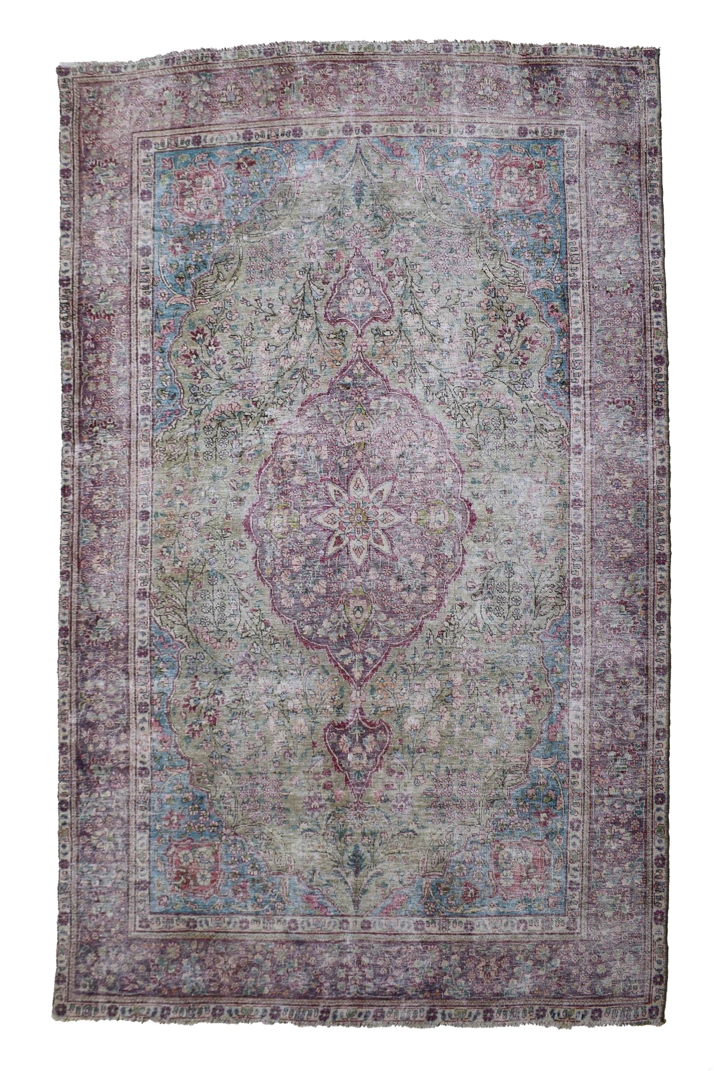 Vintage Distressed Persian Rug – Azure Relic