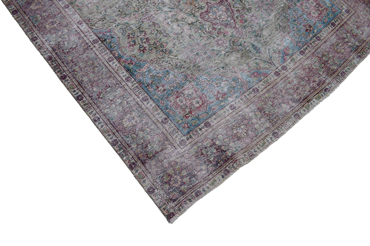 Vintage Distressed Persian Rug – Azure Relic