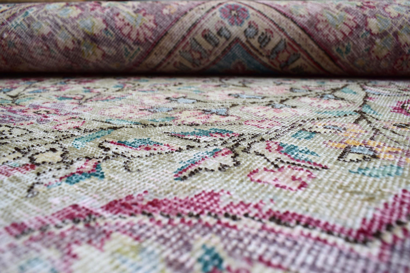 Vintage Distressed Persian Rug – Azure Relic