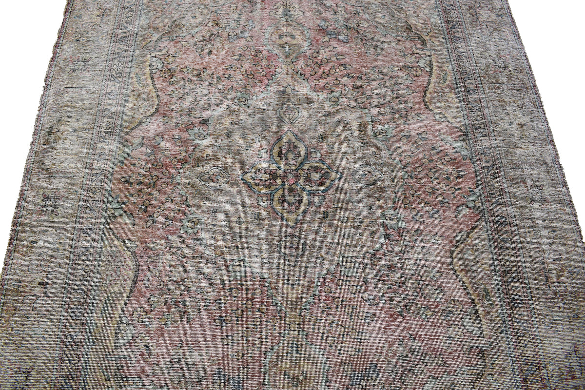 Vintage Distressed Persian Rug – Oatmeal Haze