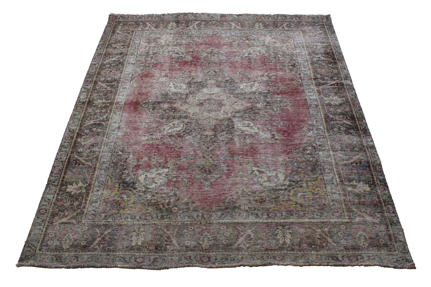 Vintage Distressed Persian Rug – Ruby Patina