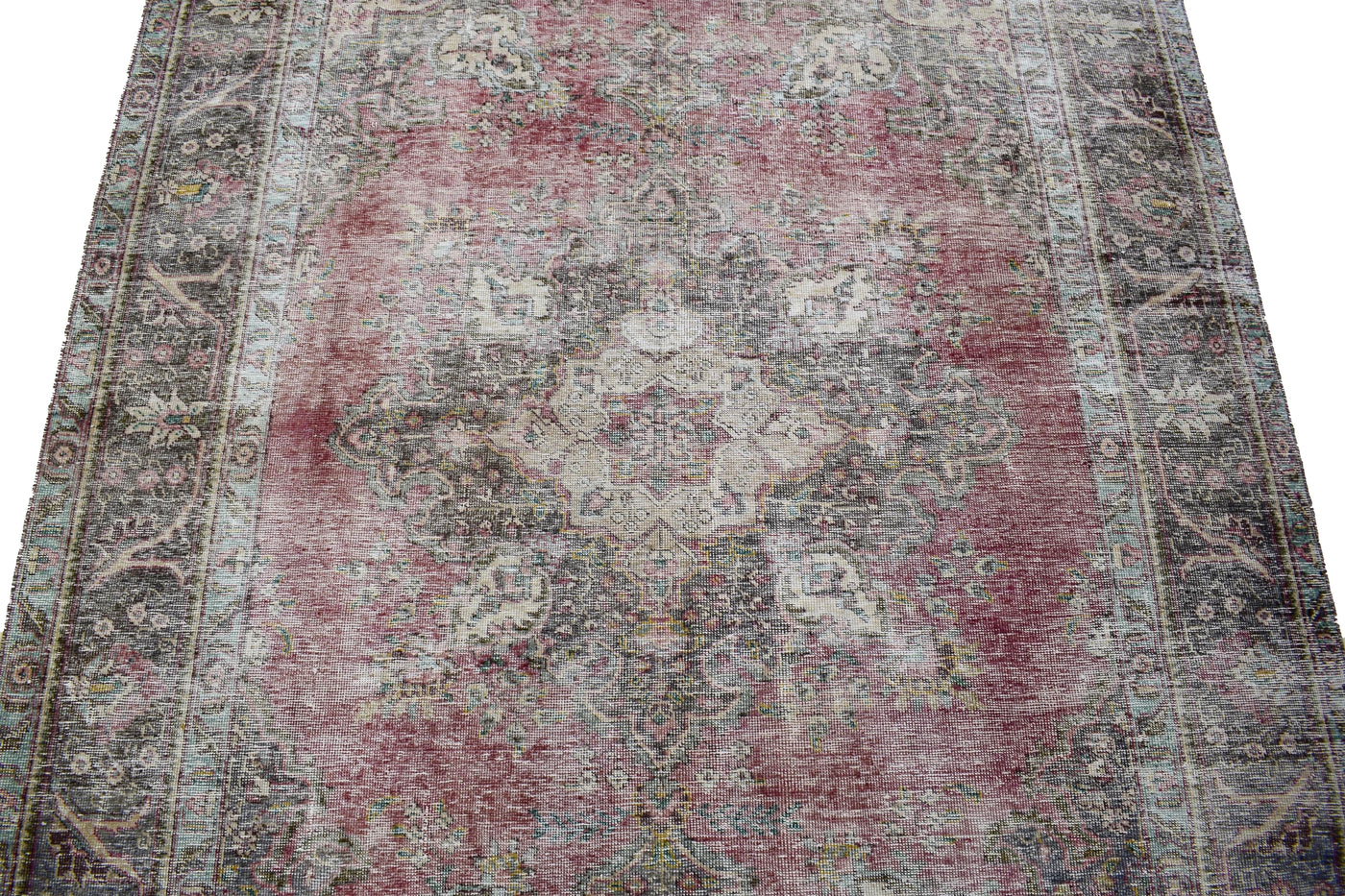 Vintage Distressed Persian Rug – Ruby Patina