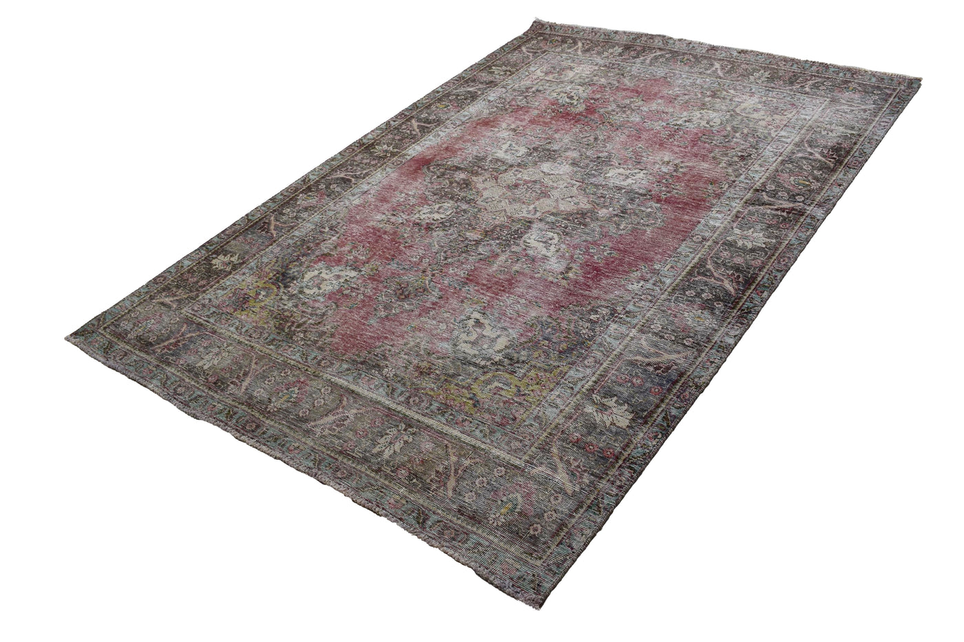 Vintage Distressed Persian Rug – Ruby Patina