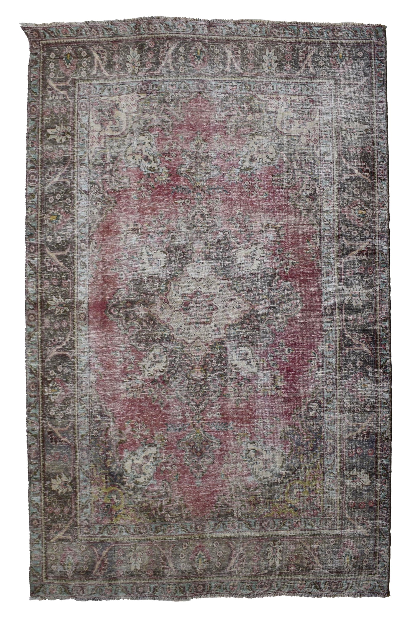 Vintage Distressed Persian Rug – Ruby Patina