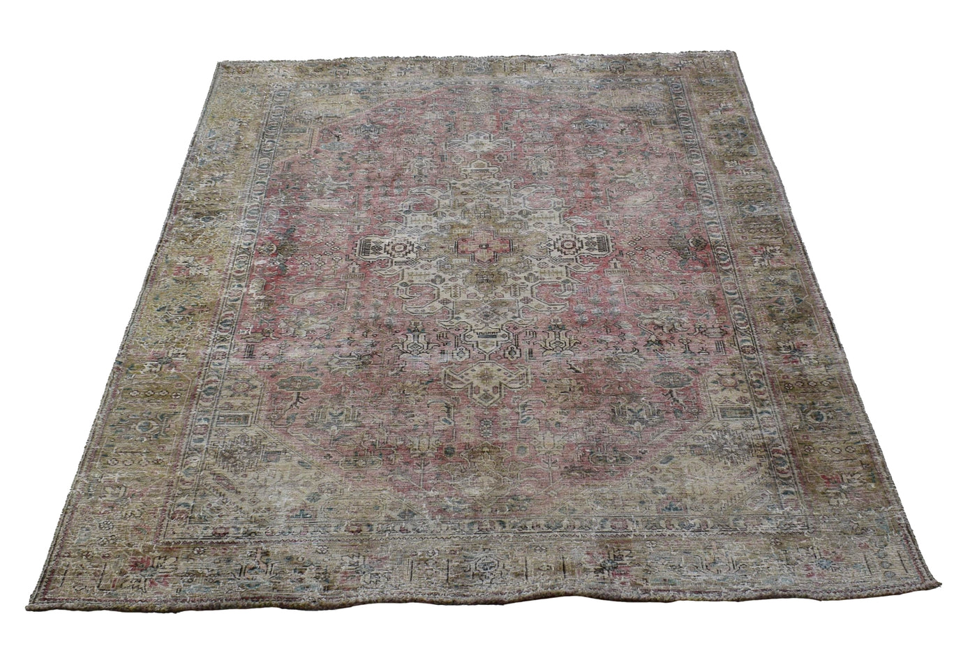 Vintage Distressed Persian Rug – Bone Drift