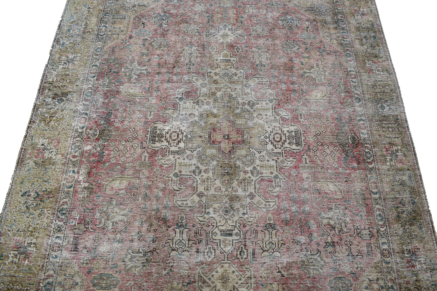 Vintage Distressed Persian Rug – Bone Drift