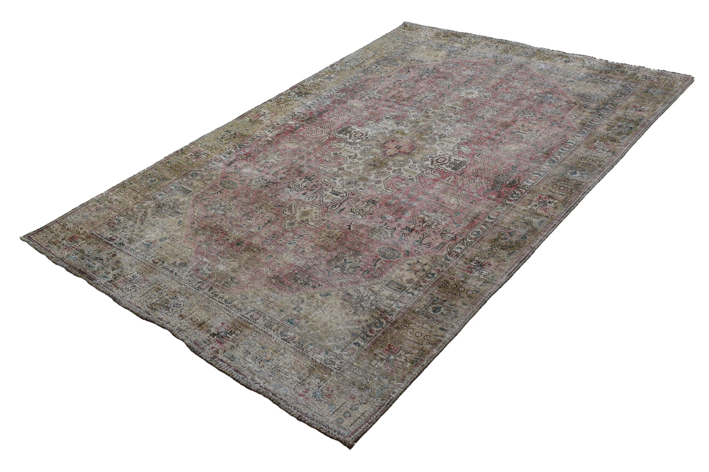 Vintage Distressed Persian Rug – Bone Drift
