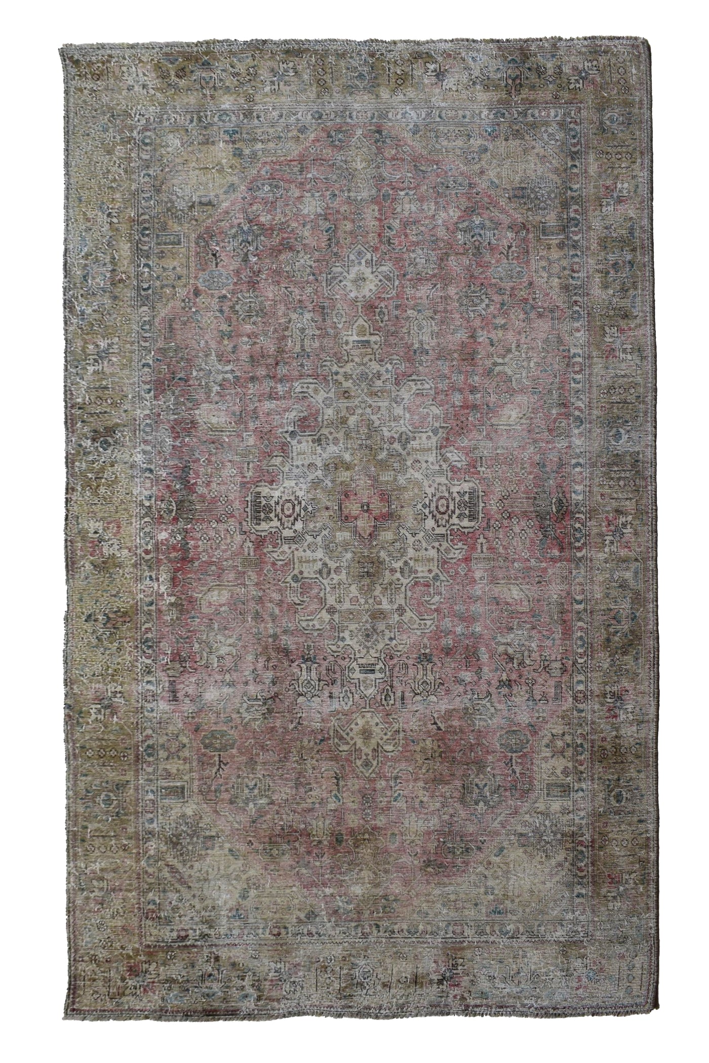 Vintage Distressed Persian Rug – Bone Drift