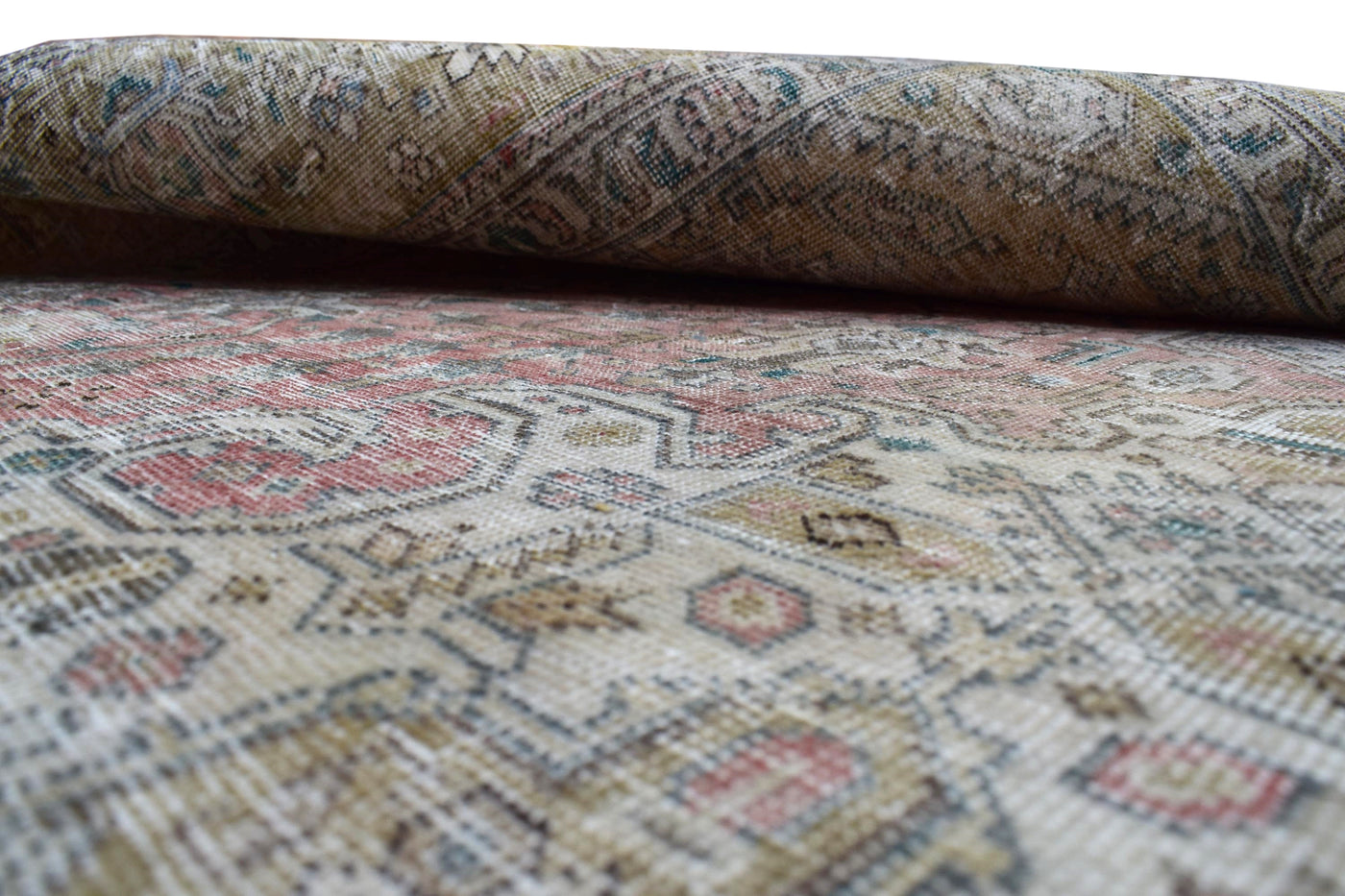 Vintage Distressed Persian Rug – Bone Drift