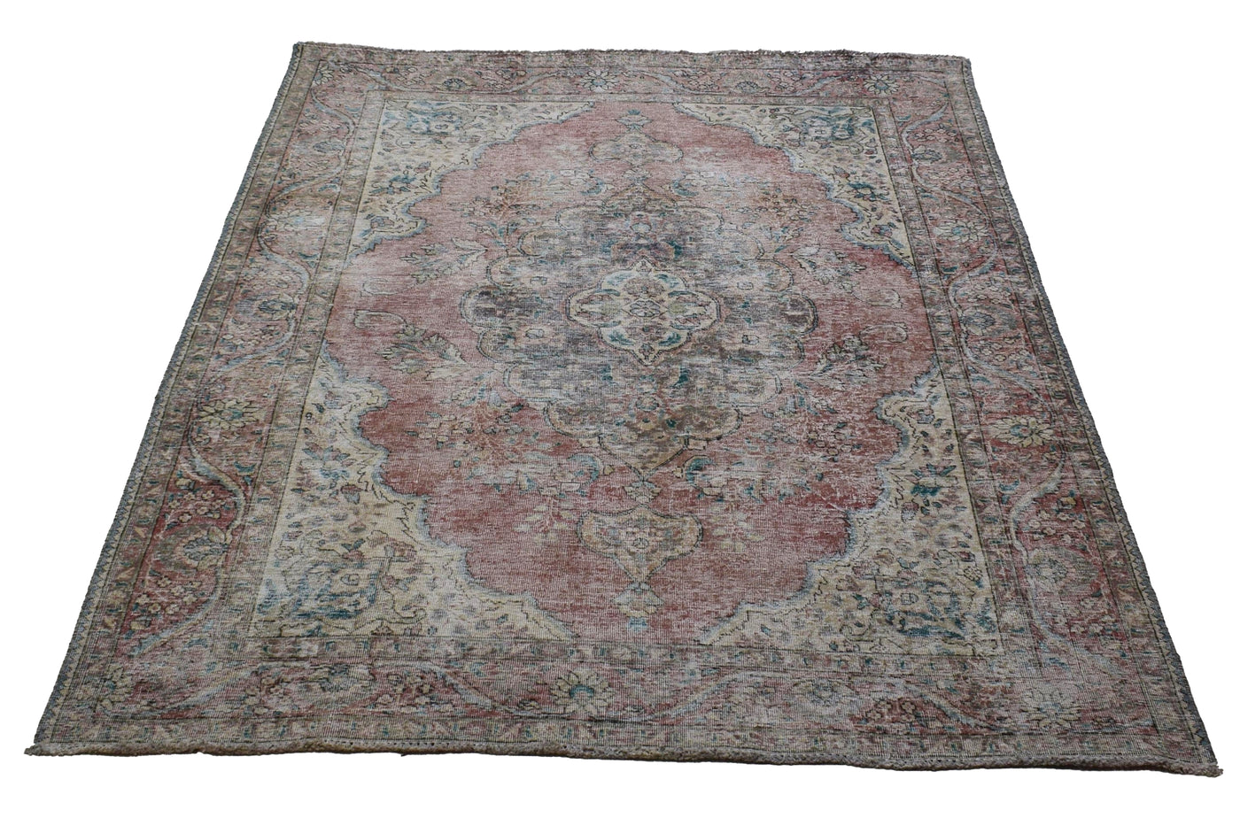 Vintage Distressed Persian Rug – Parchment Echo