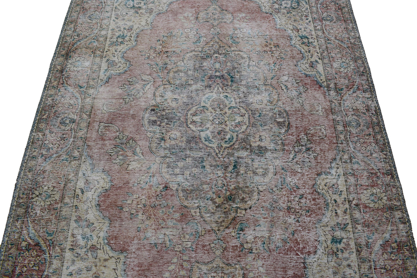 Vintage Distressed Persian Rug – Parchment Echo