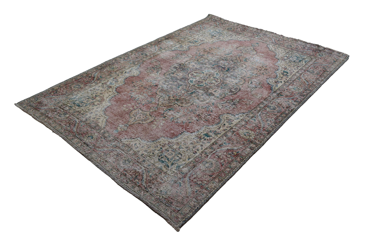 Vintage Distressed Persian Rug – Parchment Echo