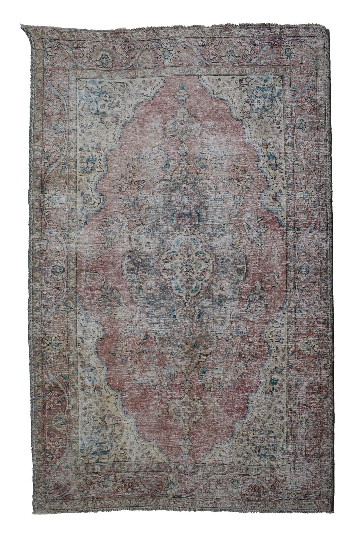 Vintage Distressed Persian Rug – Parchment Echo