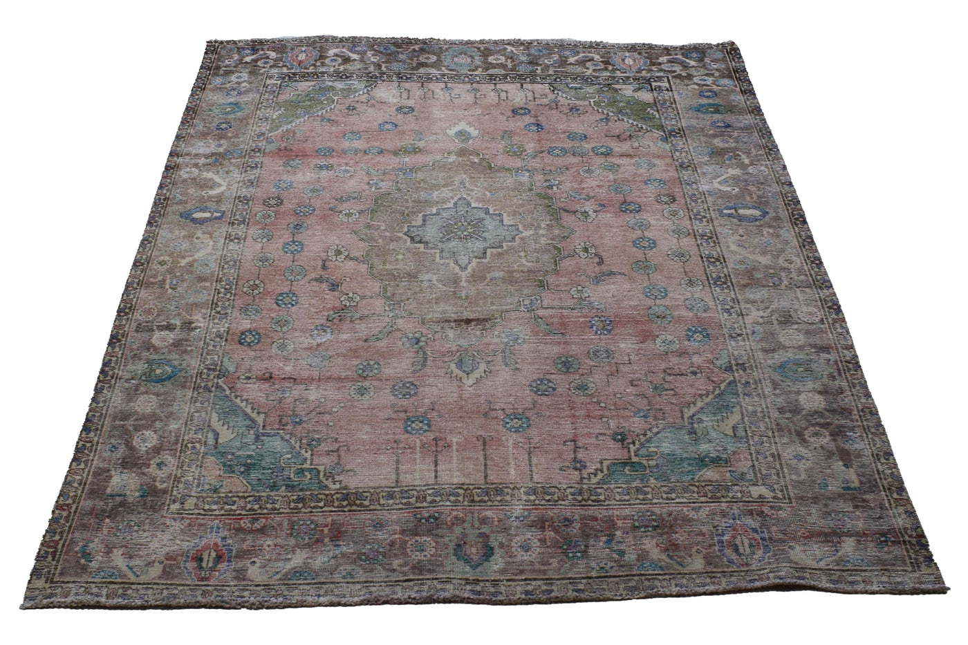 Vintage Distressed Persian Rug – Wheat Fade