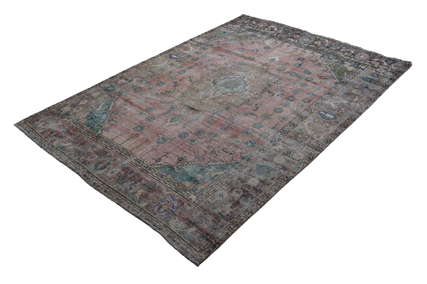 Vintage Distressed Persian Rug – Wheat Fade