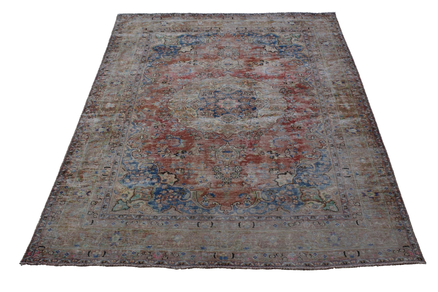 Vintage Distressed Persian Rug – Ivory Fade