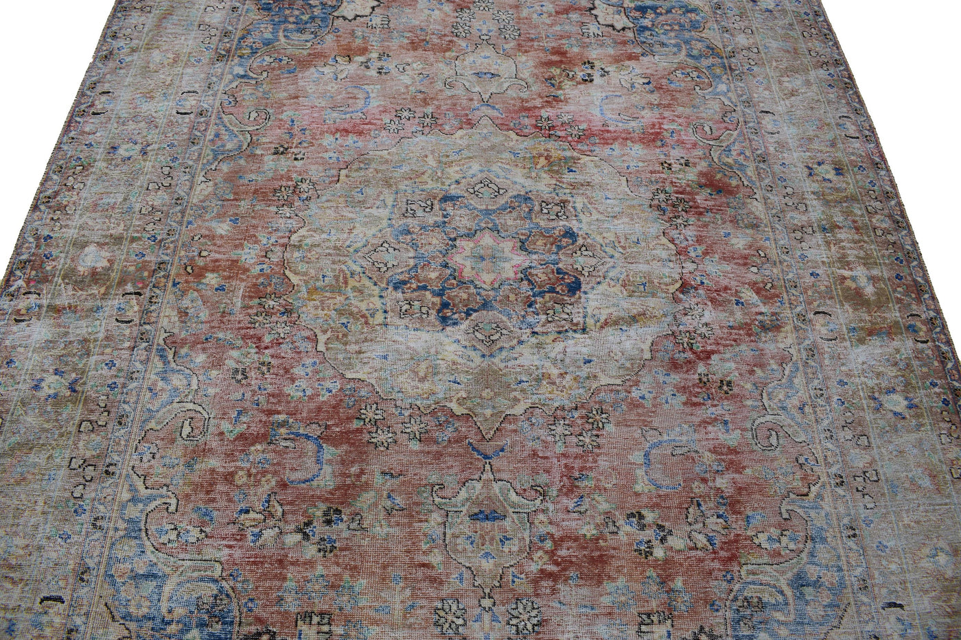 Vintage Distressed Persian Rug – Ivory Fade